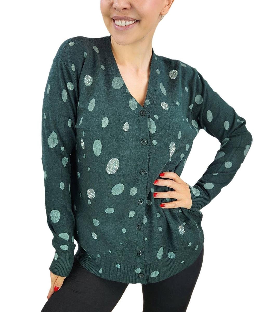 Krótki sweter w kropki i cyrkonie LIZA-L/XL