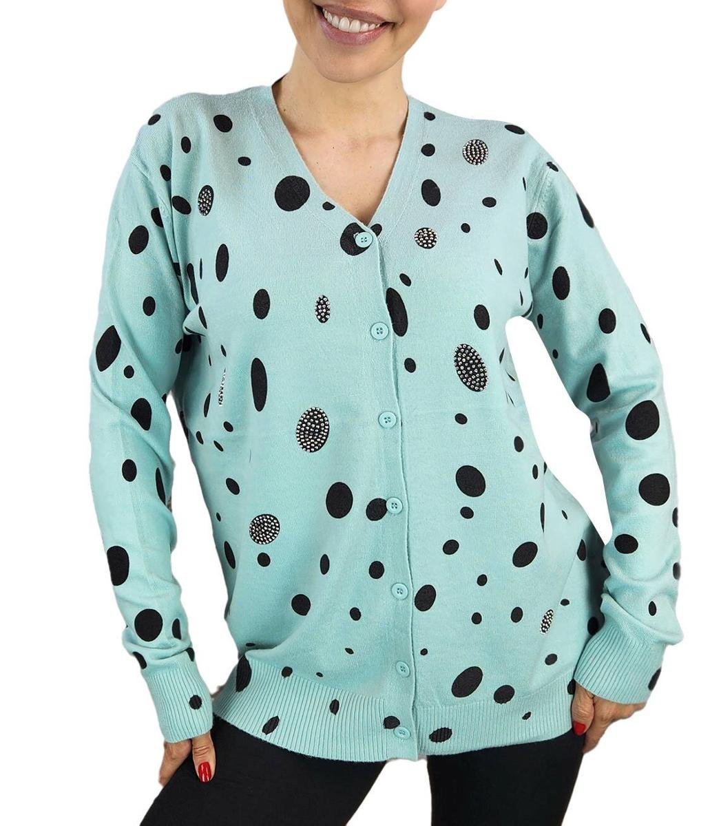 Krótki sweter w kropki i cyrkonie LIZA-S/M