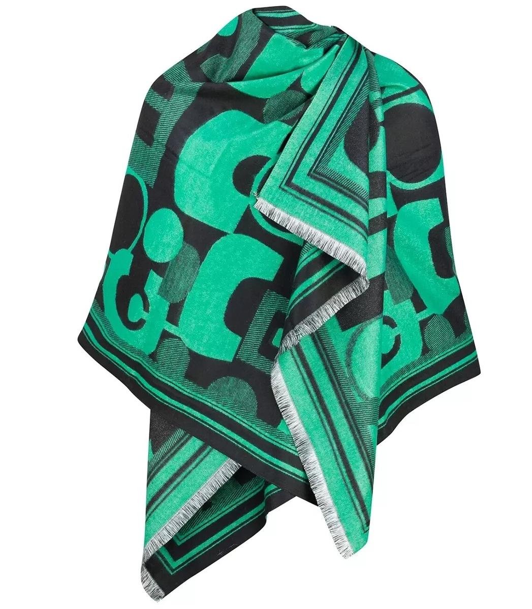 Ciepły szal szalik geometryczny wzór dwukolorowy