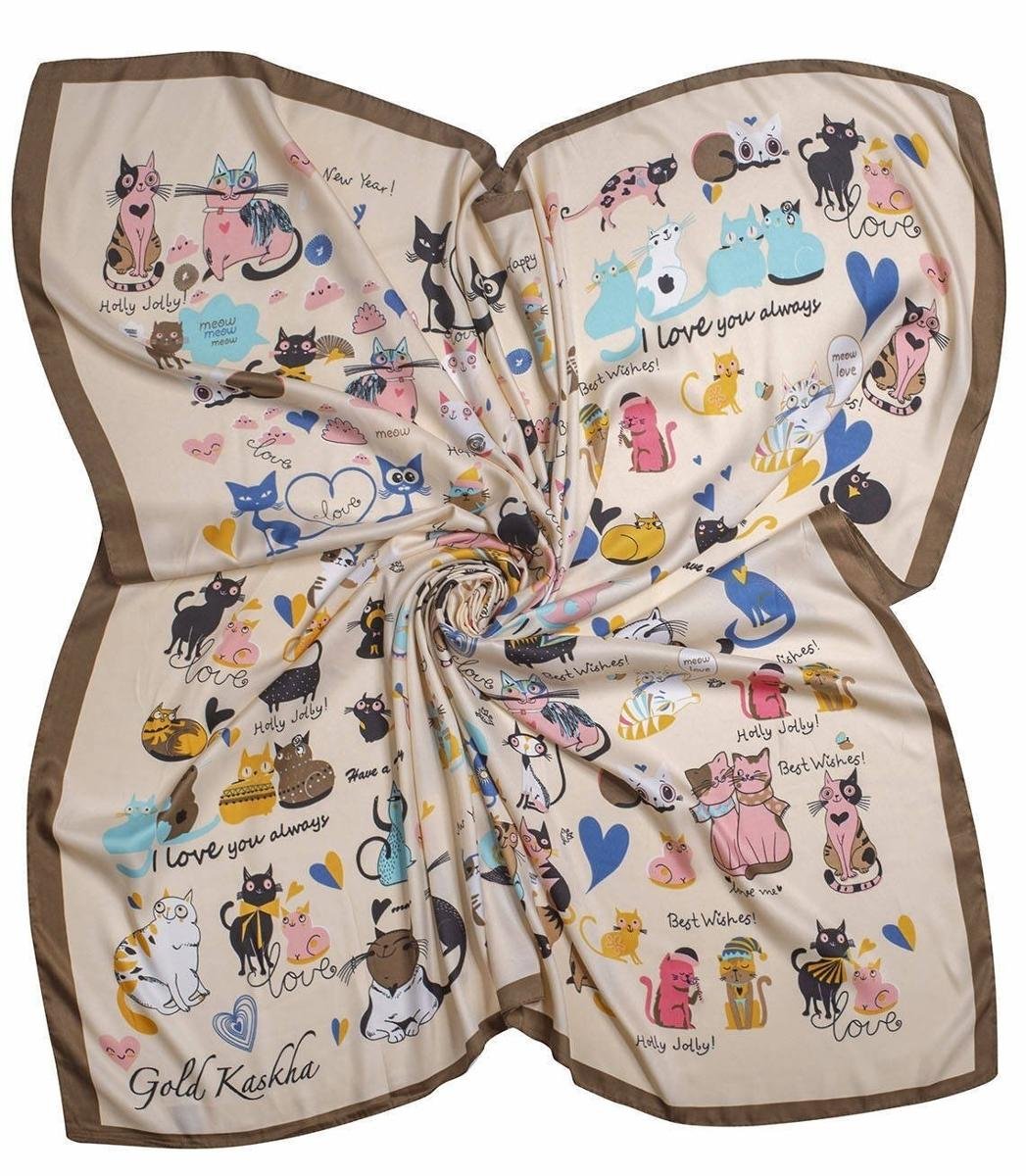 Delikatna kolorowa chusta apaszka Koty Kotki