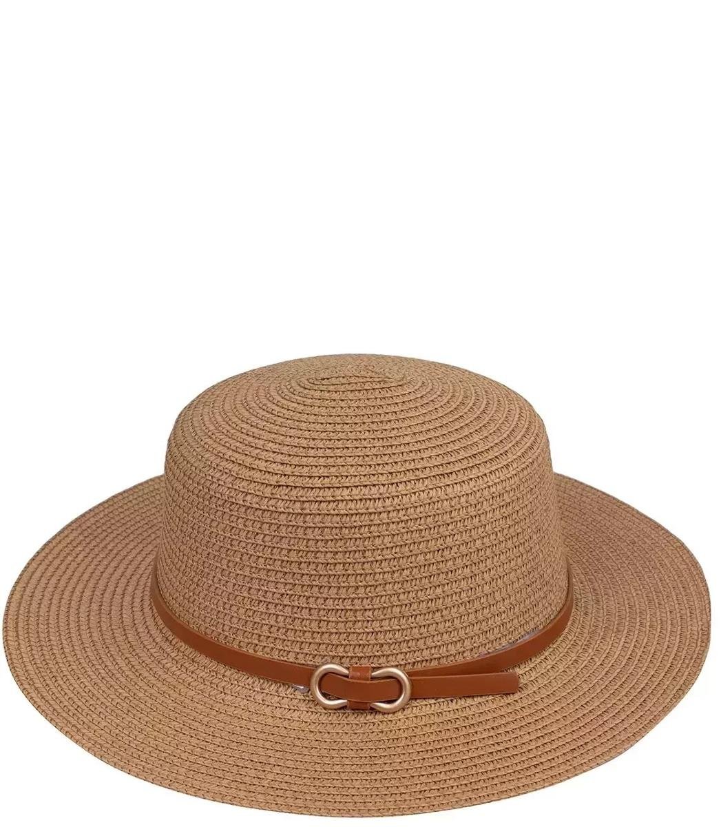 Kapelusz słomkowy damski z rafii z paskiem klasyka