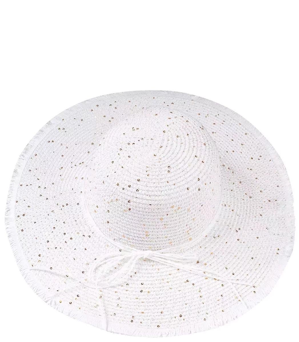 Modny duży pleciony damski kapelusz z cekinami