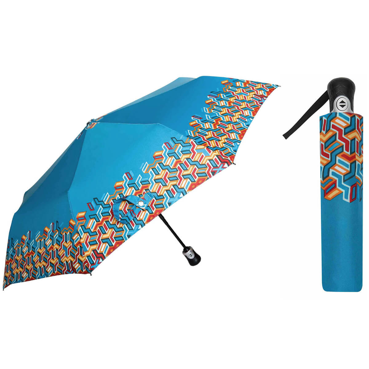 Automatyczna parasolka damska marki Parasol, skórzana rączka