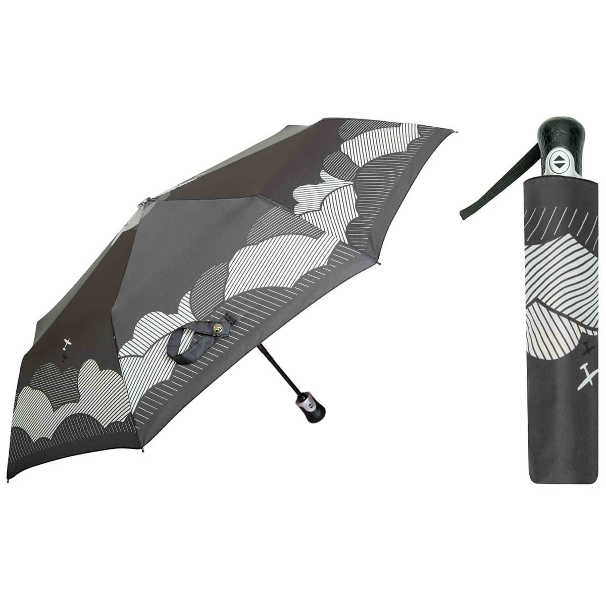 Automatyczna parasolka damska marki Parasol, skórzana rączka