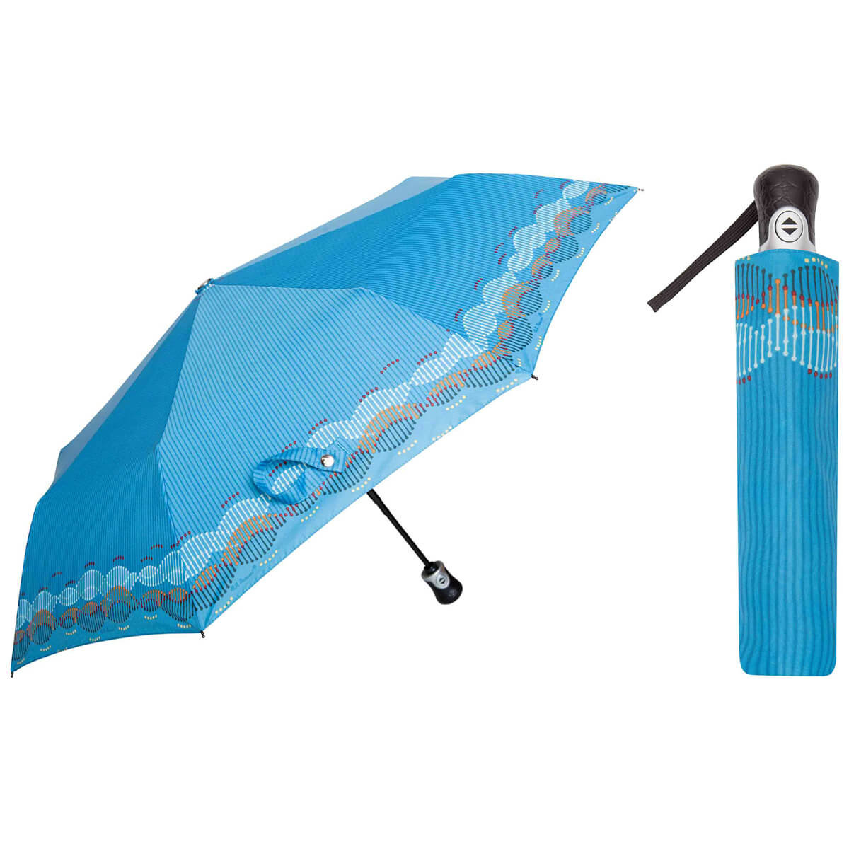 Automatyczna parasolka damska marki Parasol, skórzana rączka