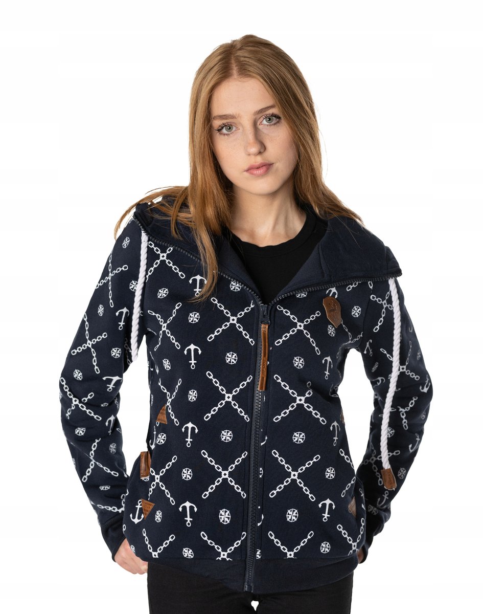 Ciepła Gruba Bluza Damska Rozsuwana z Kapturem Ocieplana Polar 46494-01 XXL