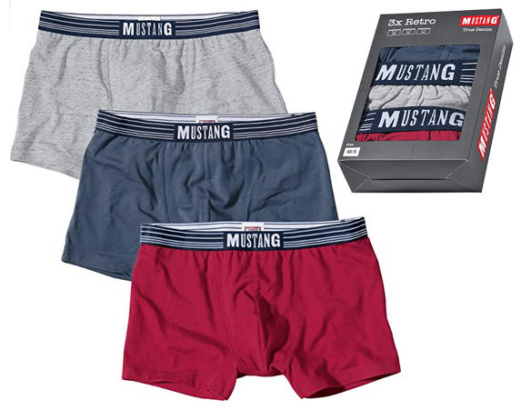 Mustang bokserki 3pak Blue/grey-melange/red xl