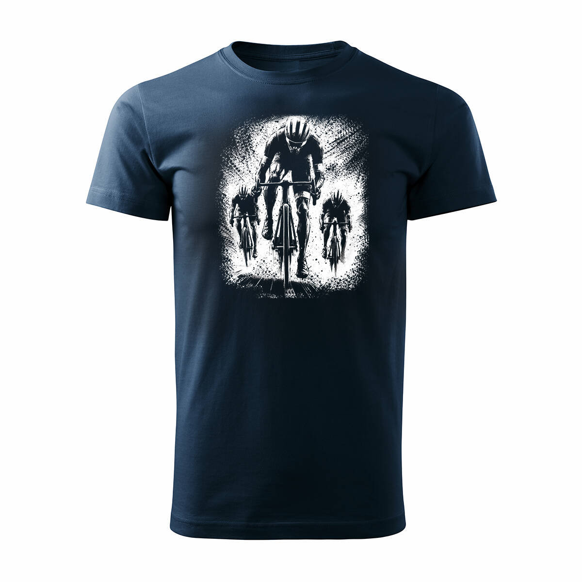 Koszulka z kolarzem kolarz kolarska kolarzami kolarze dla rowerzysty z kolarką rowerem męska granatowa REGULAR-XXL