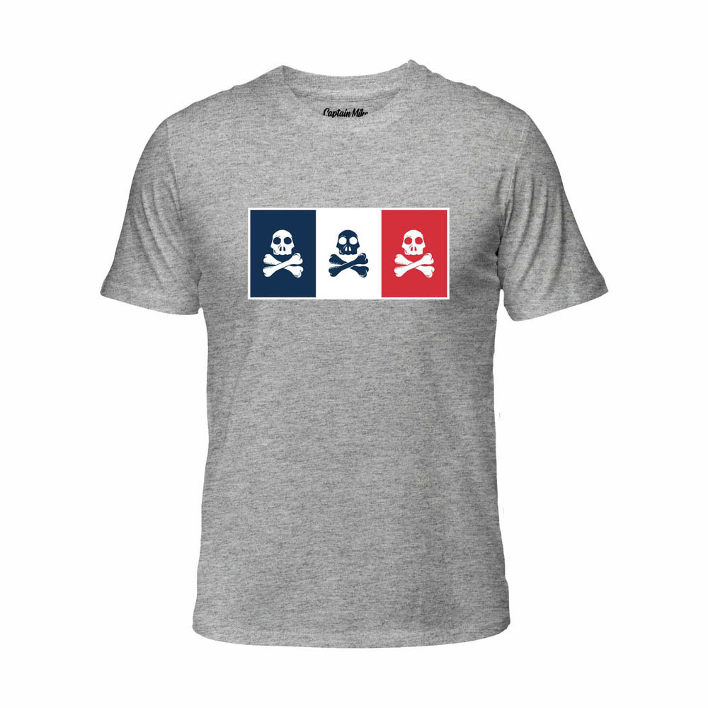 Koszulka męska bawełniana szara z nadrukiem, T-shirt Captain Mike r.6XL