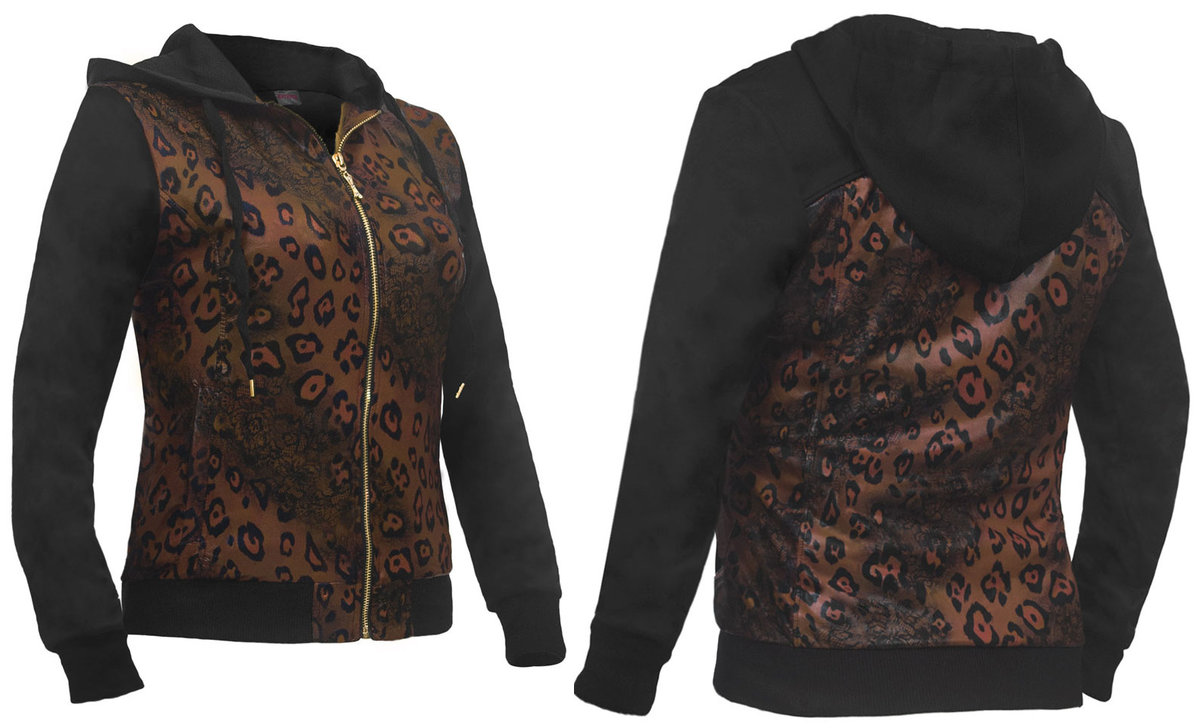 Bluza damska rozsuwana z kapturem 56869 r L złota