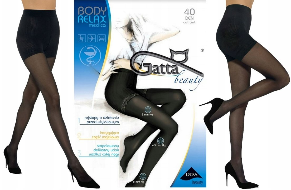 Gatta rajstopy Body Relax Medica 40den, Nero 5-XL