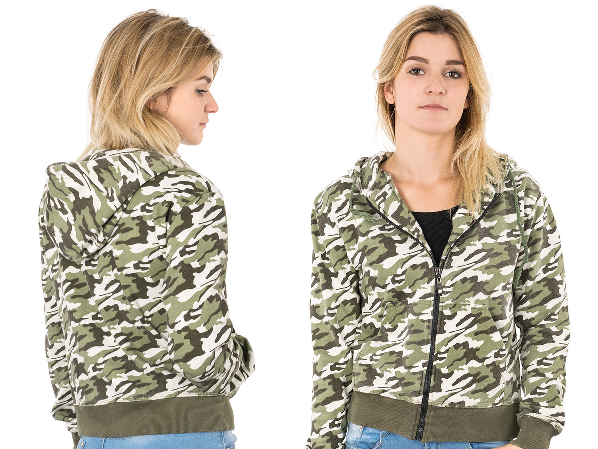 Bluza Damska Dresowa Moro z Kapturem 6021 L zielona