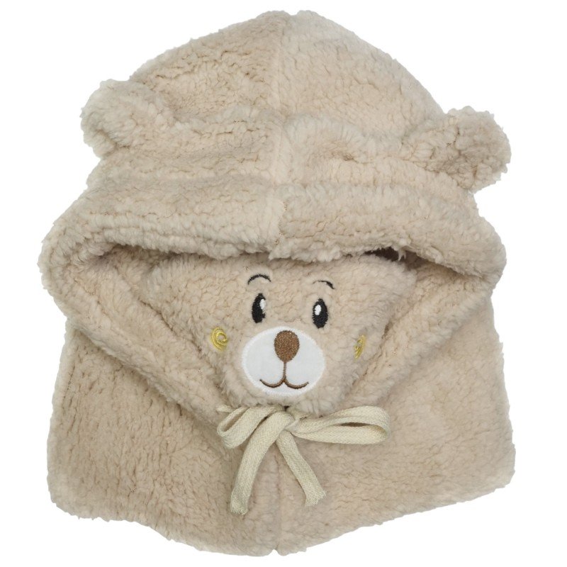 Czapka Zimowa Pluszowa Z Uszami Misia + Komin, 2 W 1 - Brązowa Cz34Wz1