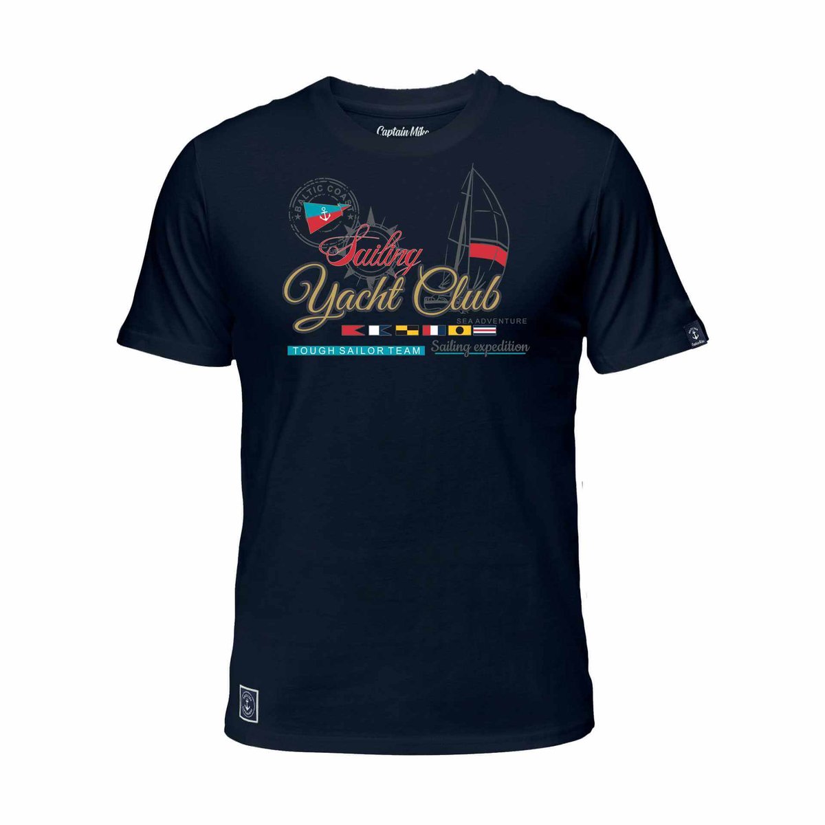 Koszulka męska bawełniana granatowa z nadrukiem, T-shirt Captain Mike r.L