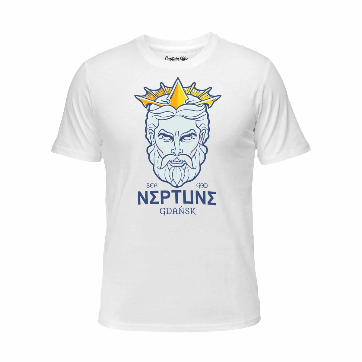 Koszulka męska bawełniana biała z nadrukiem NEPTUNE, T-shirt Captain Mike r.XL