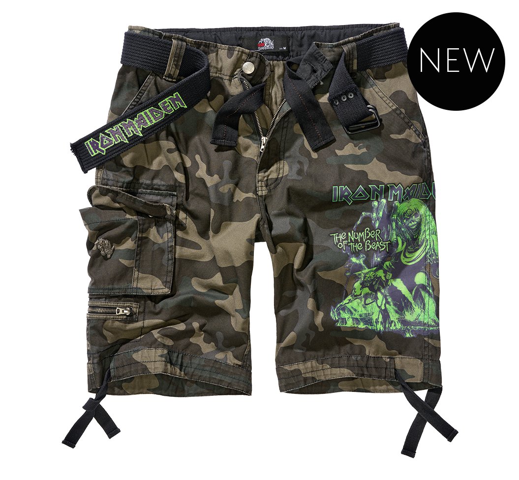 spodnie bojówki krótkie IRON MAIDEN SAVAGE SHORTS - THE NUMBER OF THE BEAST darkcamo-7XL