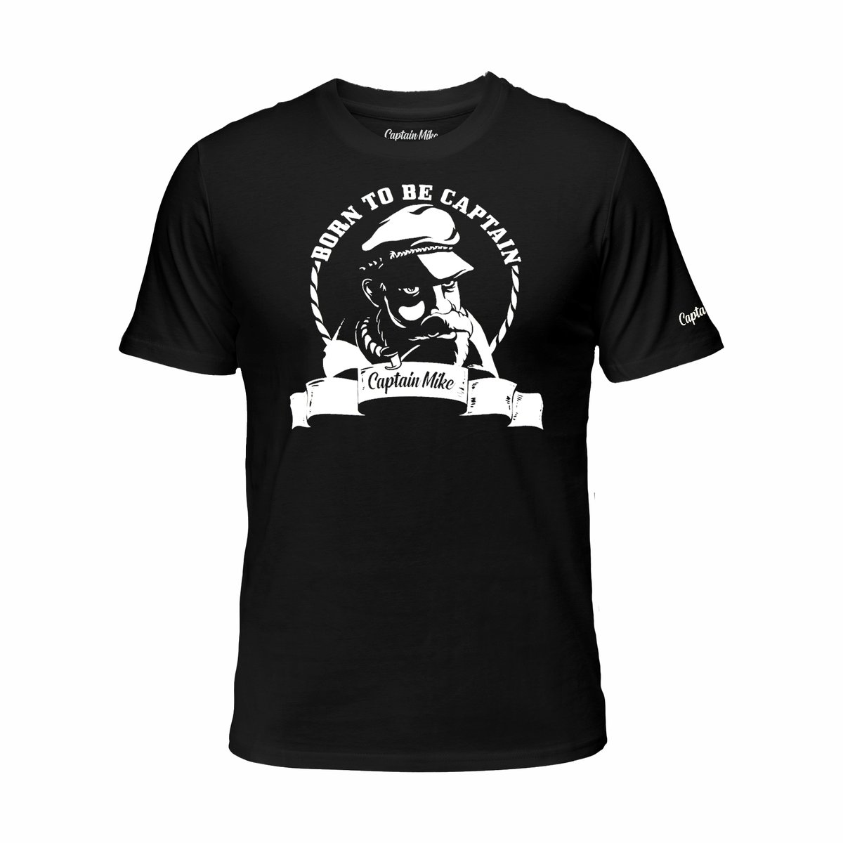 Koszulka męska bawełniana czarna z nadrukiem, T-shirt Captain Mike r.L