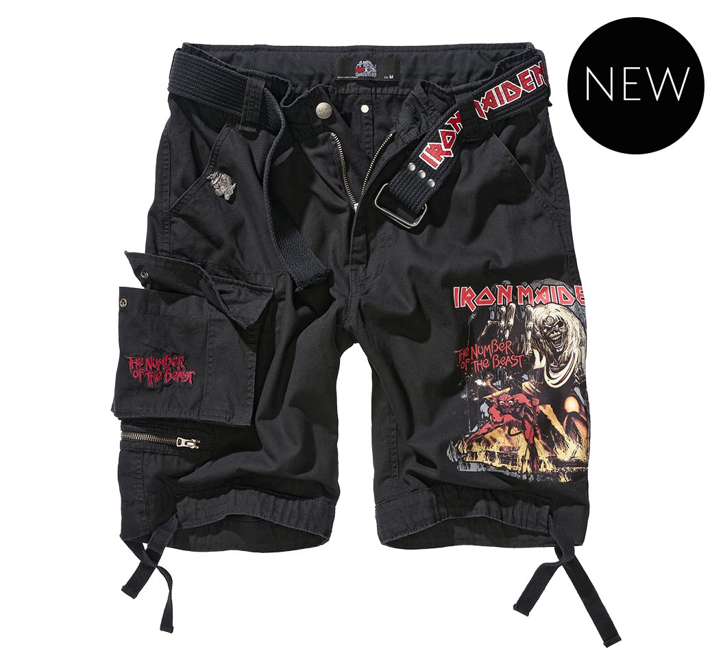 spodnie bojówki krótkie IRON MAIDEN SAVAGE SHORTS - THE NUMBER OF THE BEAST black-4XL