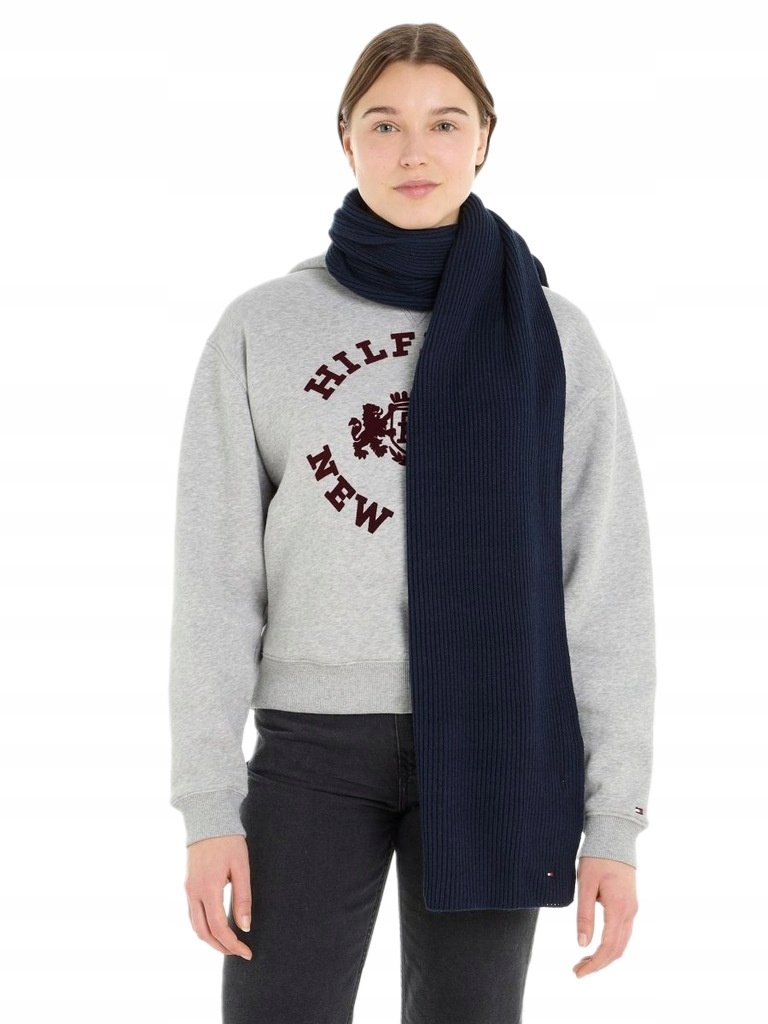 NOWY Szalik TOMMY HILFIGER ZIMA PREZENT SZAL TH GRANATOWY
