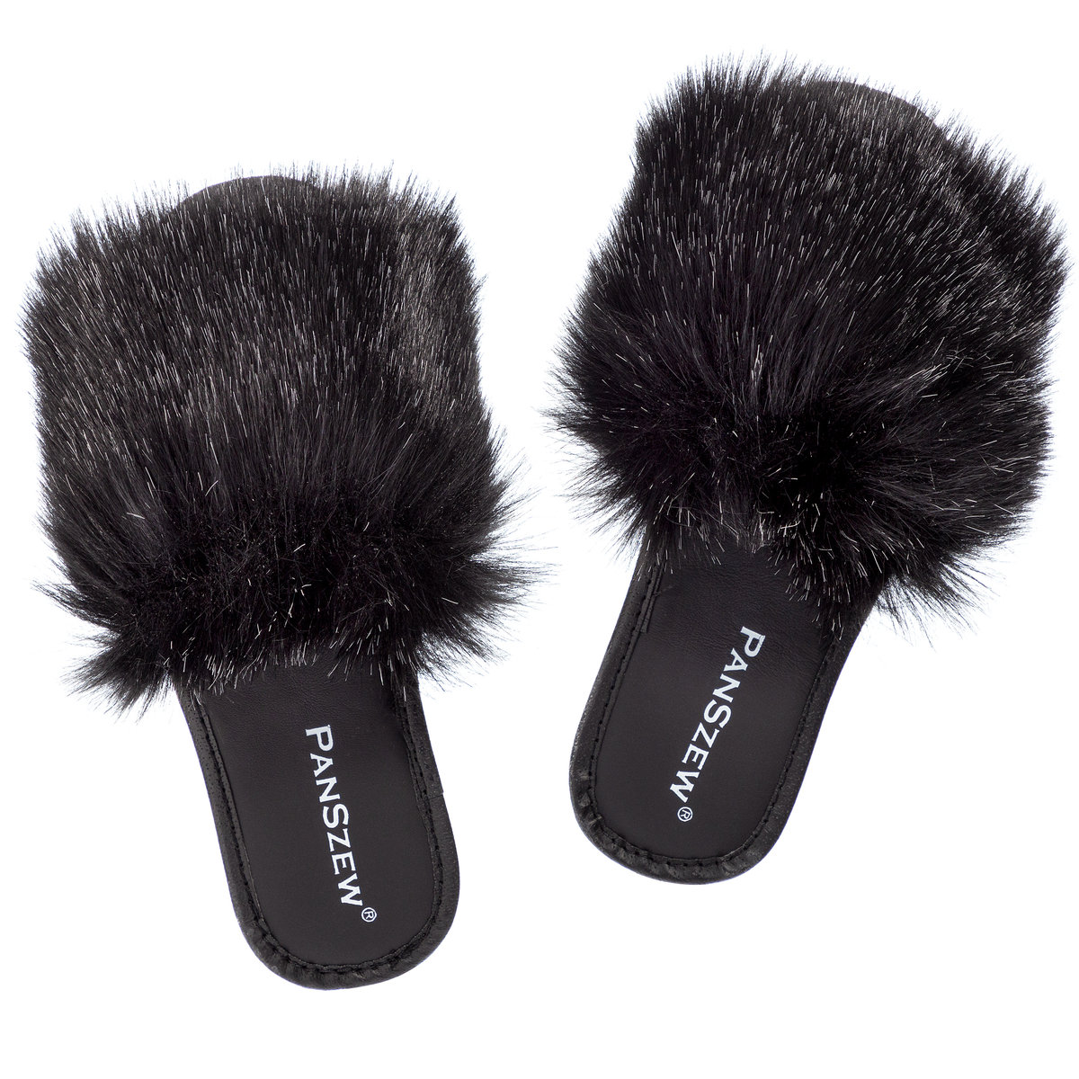 PanSzew PIĘKNE Kapcie z FUTERKIEM Wygodne Pantofle Damskie Klapki Czarne 36-41