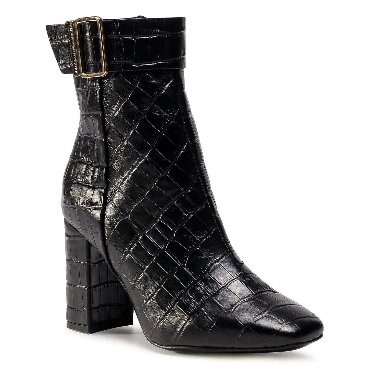 Buty damskie Tommy Hilfiger Croco Look High Heel skórzane botki na obcasie-40