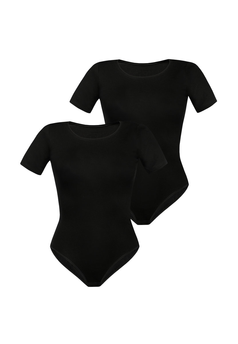 2 Pack Body Damskie Z Krótkim Rękawem Shirty Czarny