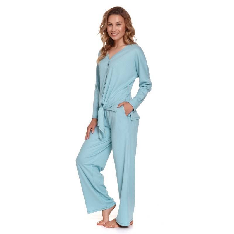 Błękitna bluzka z długim rękawem z prążkowanej bawełny doctor nap -xl