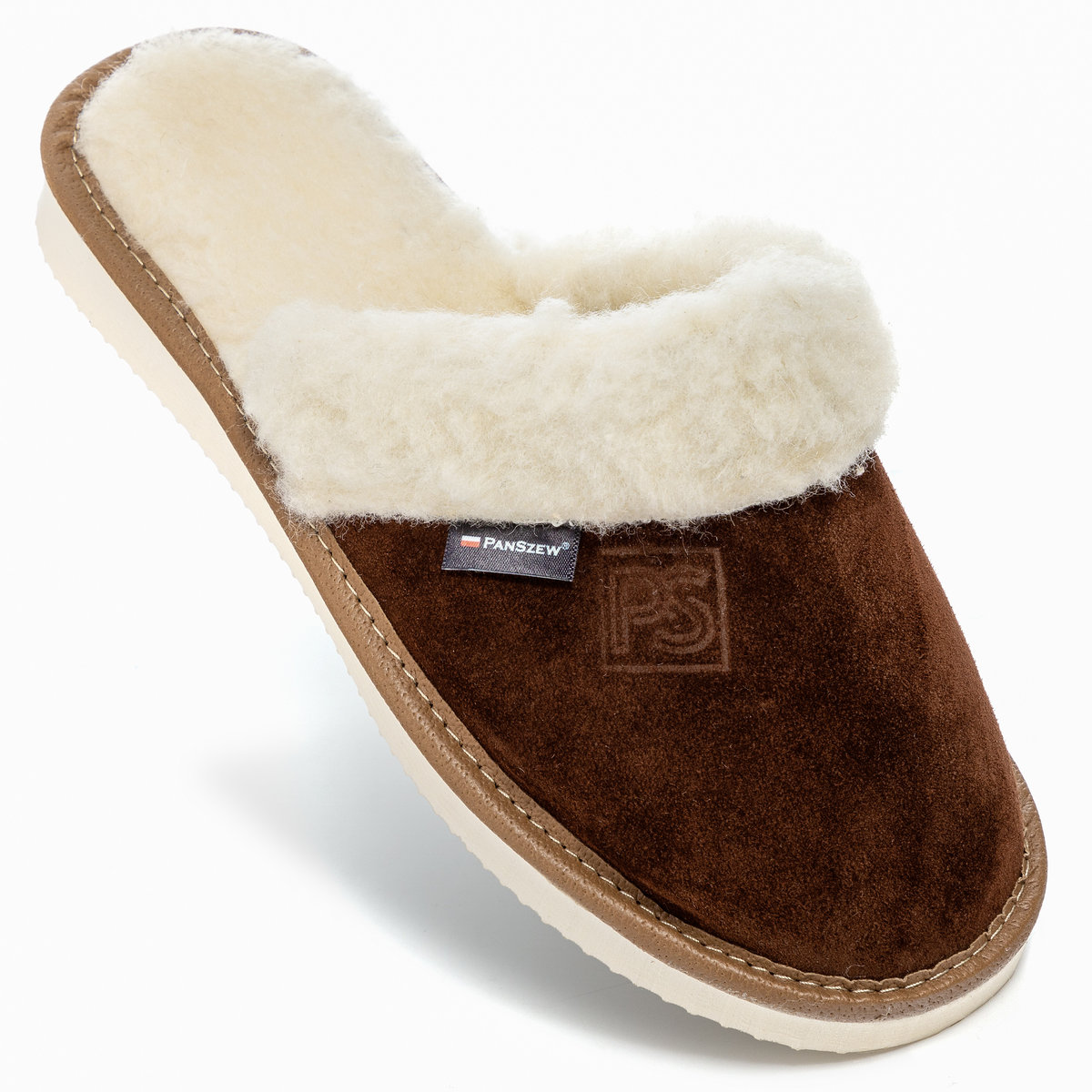 PanSzew Ciepłe Kapcie Damskie SKÓRZANE TRADYCYJNE Pantofle POLSKIE Brązowe 36-41