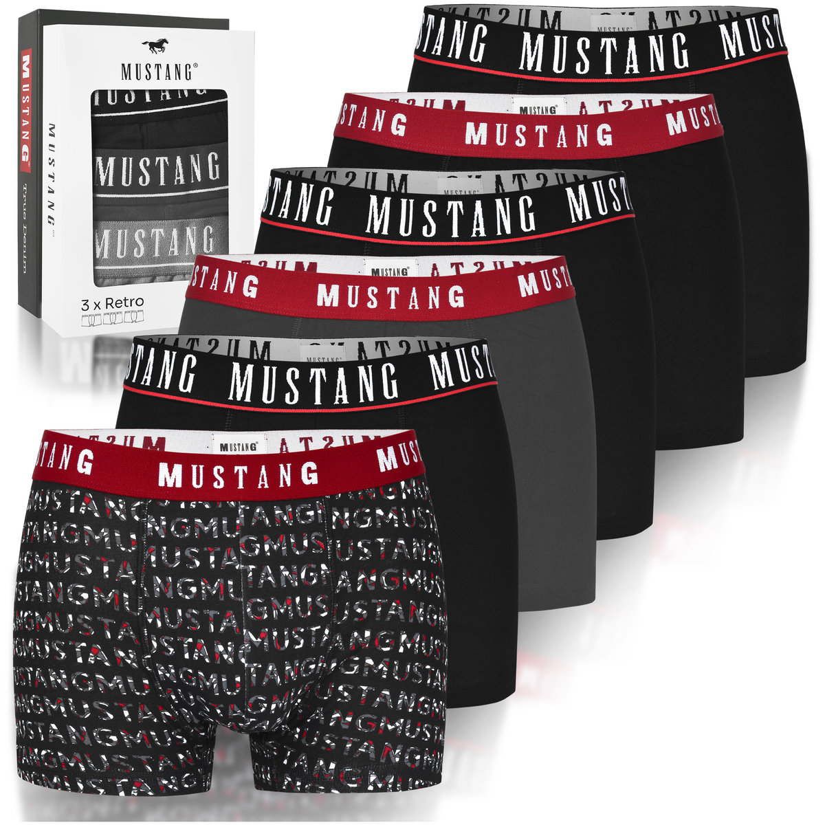 Mustang Bokserki Męskie Bawełniane 6 sztuk BM457 Rozmiar XL
