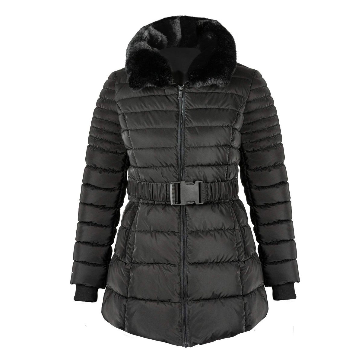 Kurtka zimowa damska z futrem CHALET czarna r.S