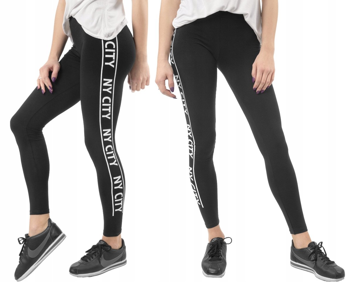 Legginsy z Napisami Sportowe Getry Damskie 390 r L