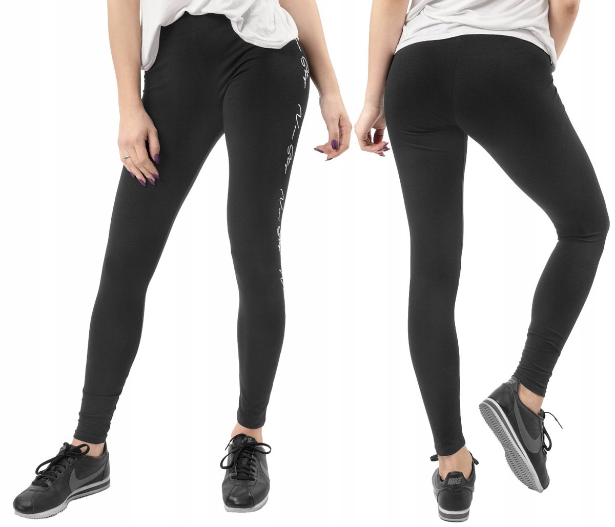 Legginsy z Napisami Sportowe Getry Damskie 392 r L