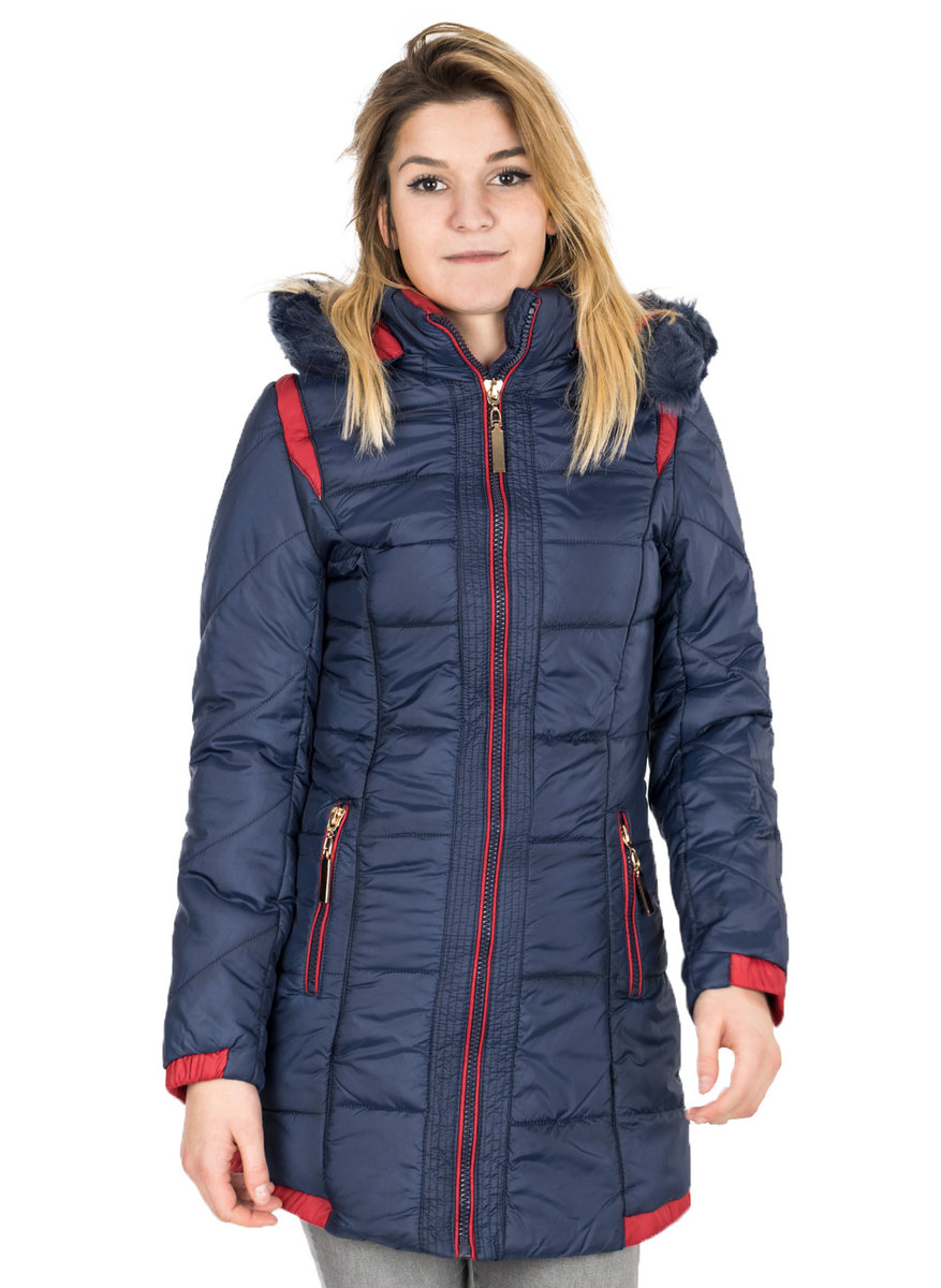 Płaszczyk Damski Kurtka z Kapturem 6806 r L Granat