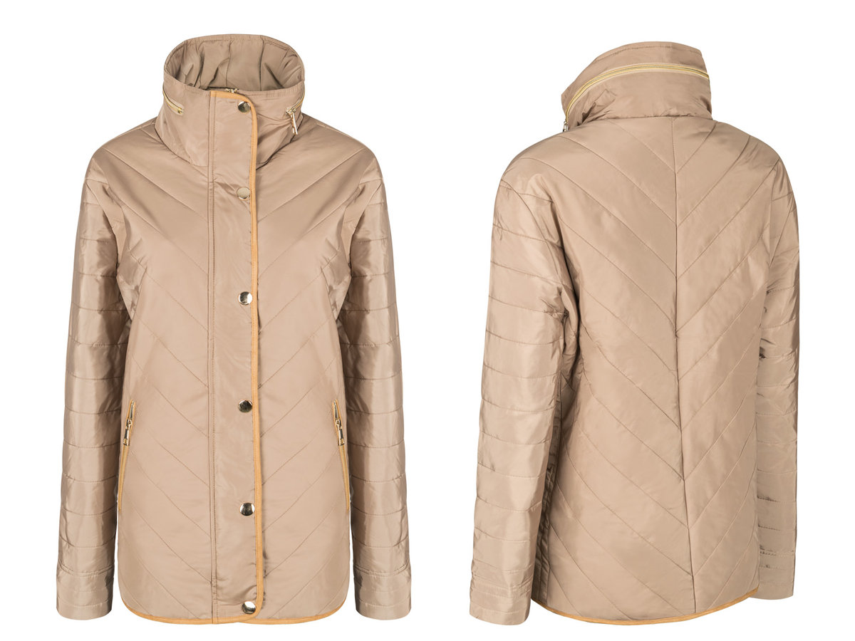 Pikowana Kurtka Damska z Kapturem 50057 5XL camel