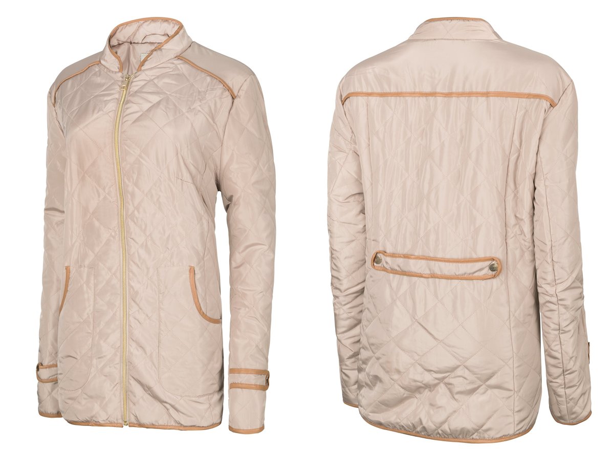 Pikowana Elegancka Kurtka Damska 50019 6XL beżowy