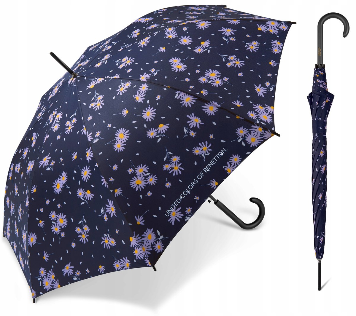PARASOL PARASOLKA DAMSKA BENETTON DŁUGA KWIATY AUTOMATYCZNA