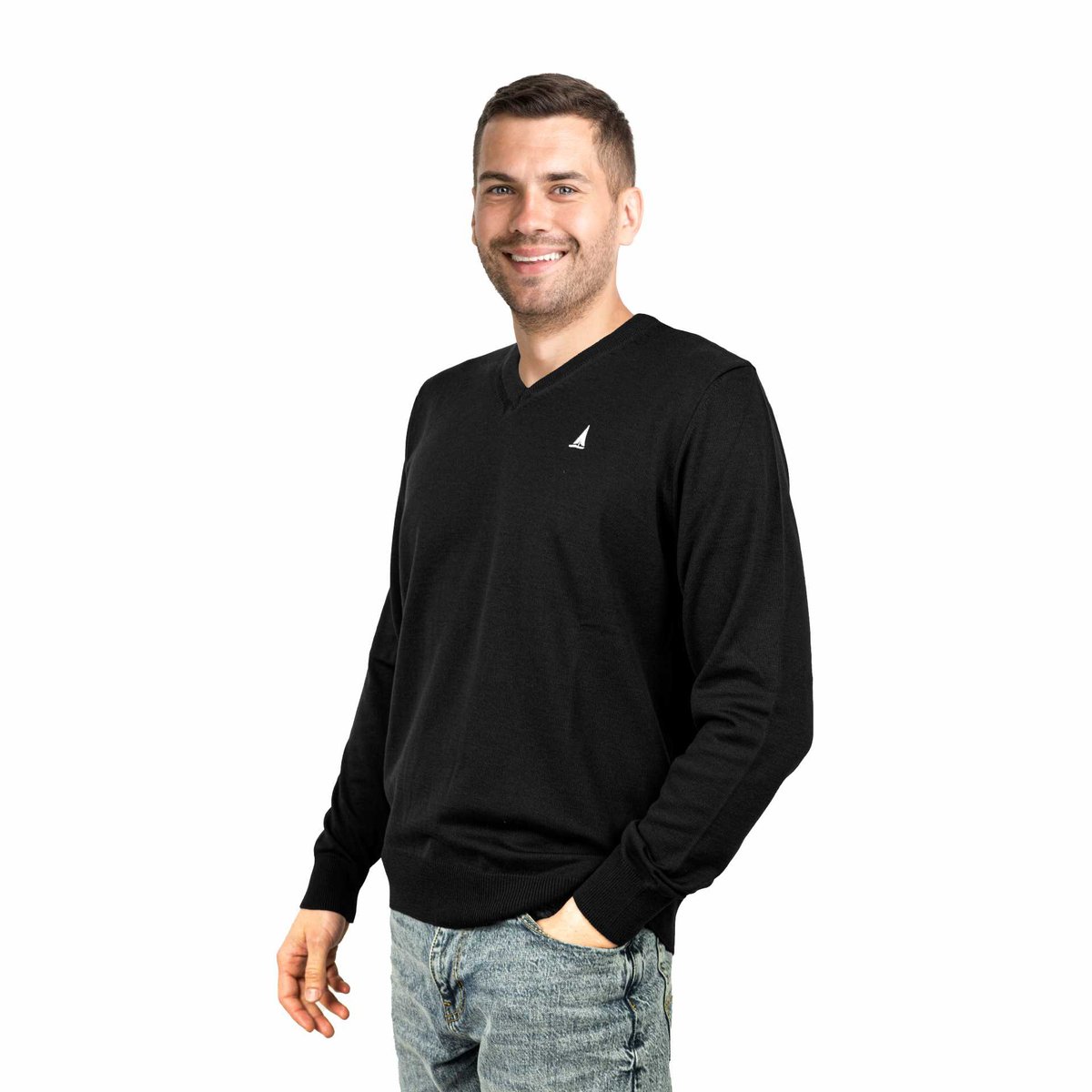 Sweter męski w serek czarny rozmiar 3XL