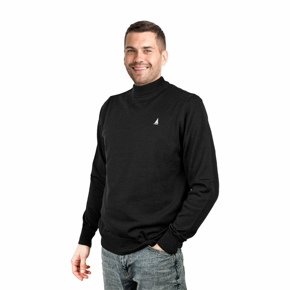 Sweter męski półgolf czarny rozmiar 3XL