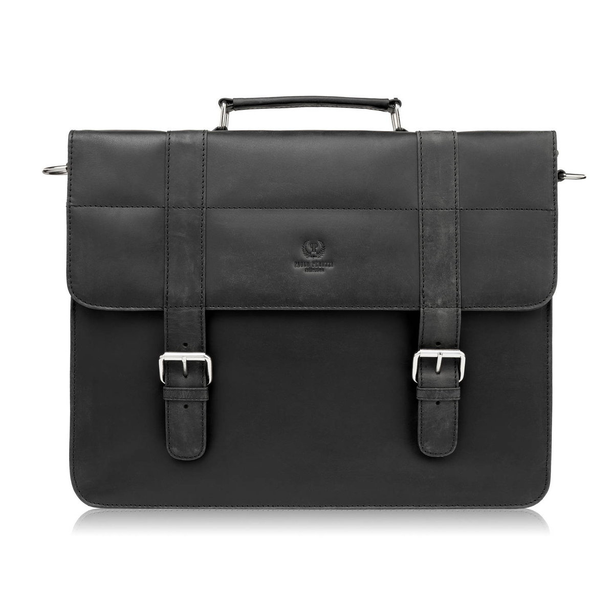 TORBA MĘSKA NA RAMIĘ SKÓRZANA AKTÓWKA VINTAGE CZARNA PAOLO PERUZZI T-99-HBL