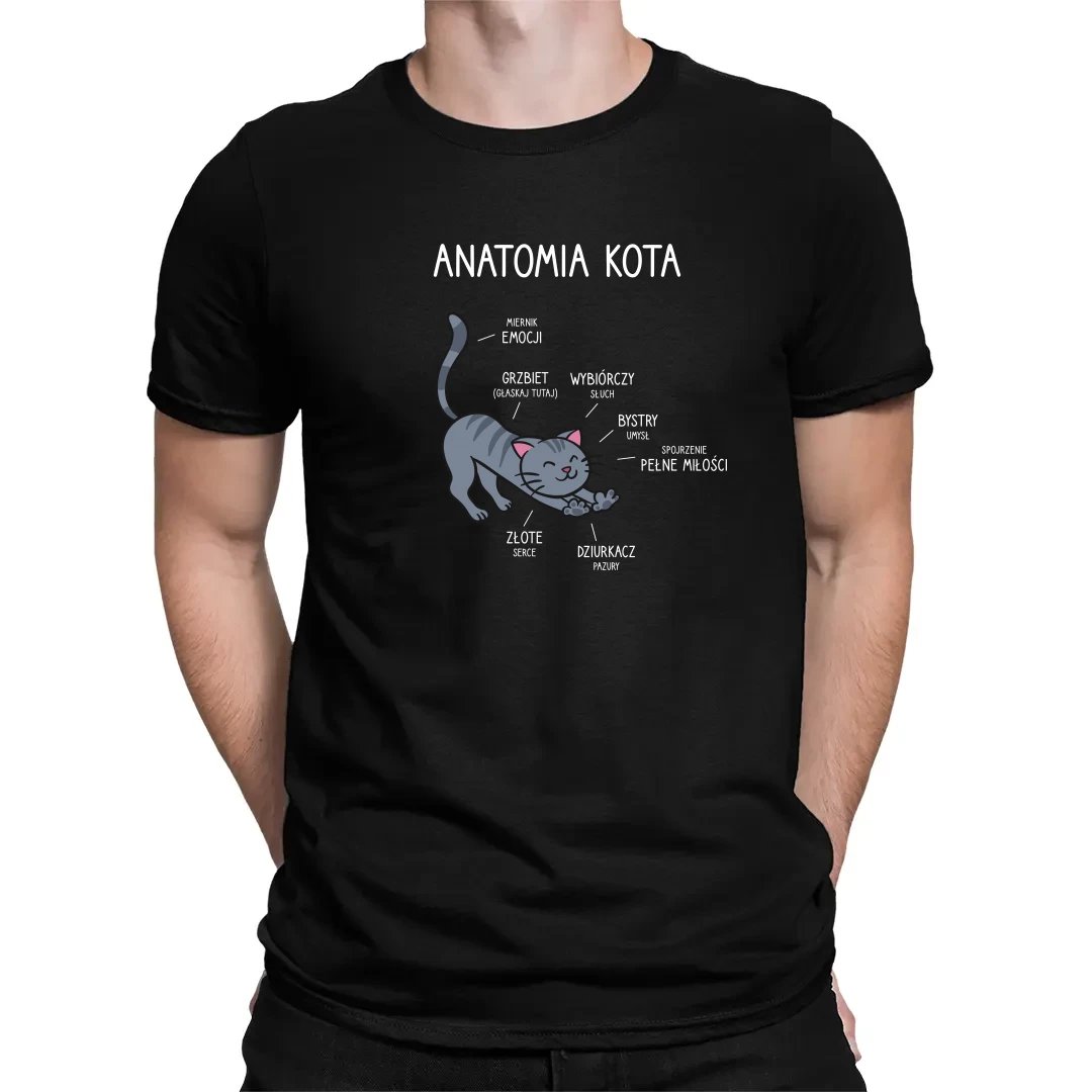 Anatomia kota - męska koszulka na prezent dla miłośnika kotów