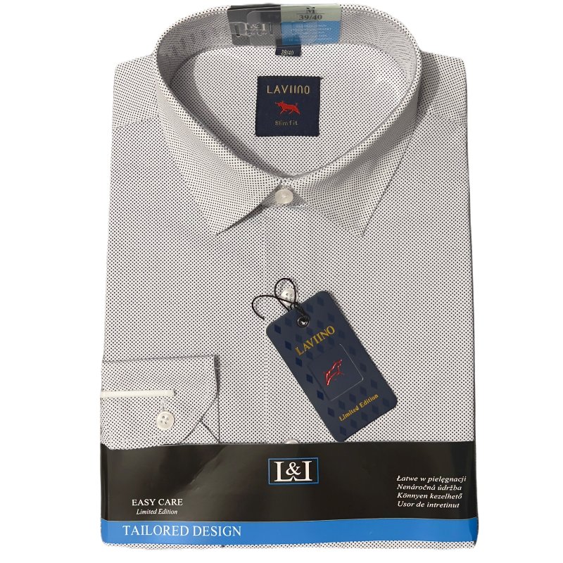 Koszula męska elegancka z długim rękawem w kropeczki XL(43/44)
