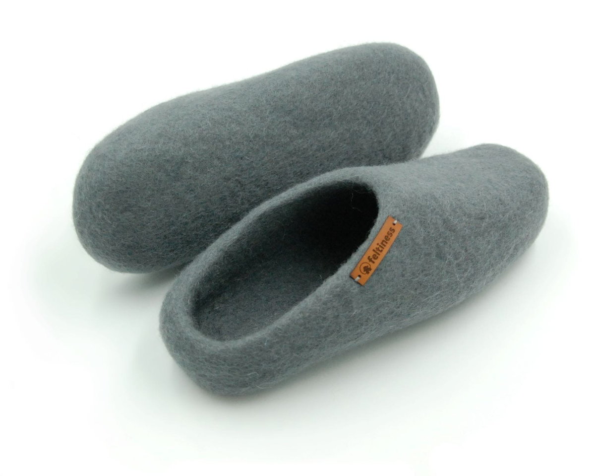 Feltiness, Paputy Popielate, kapcie wełniane 47-48 (29cm)