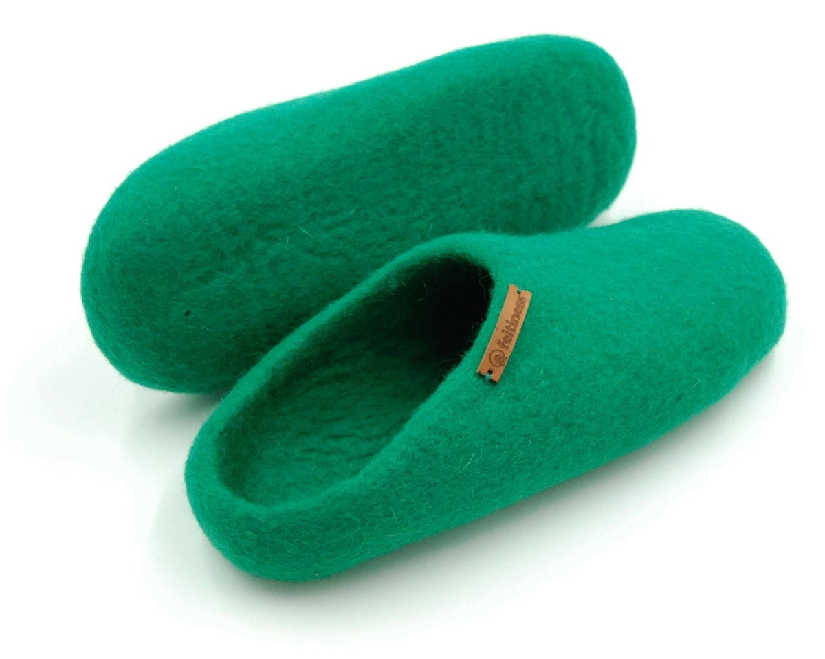 Feltiness, Paputy Zielone, kapcie wełniane 37-38 (24cm)