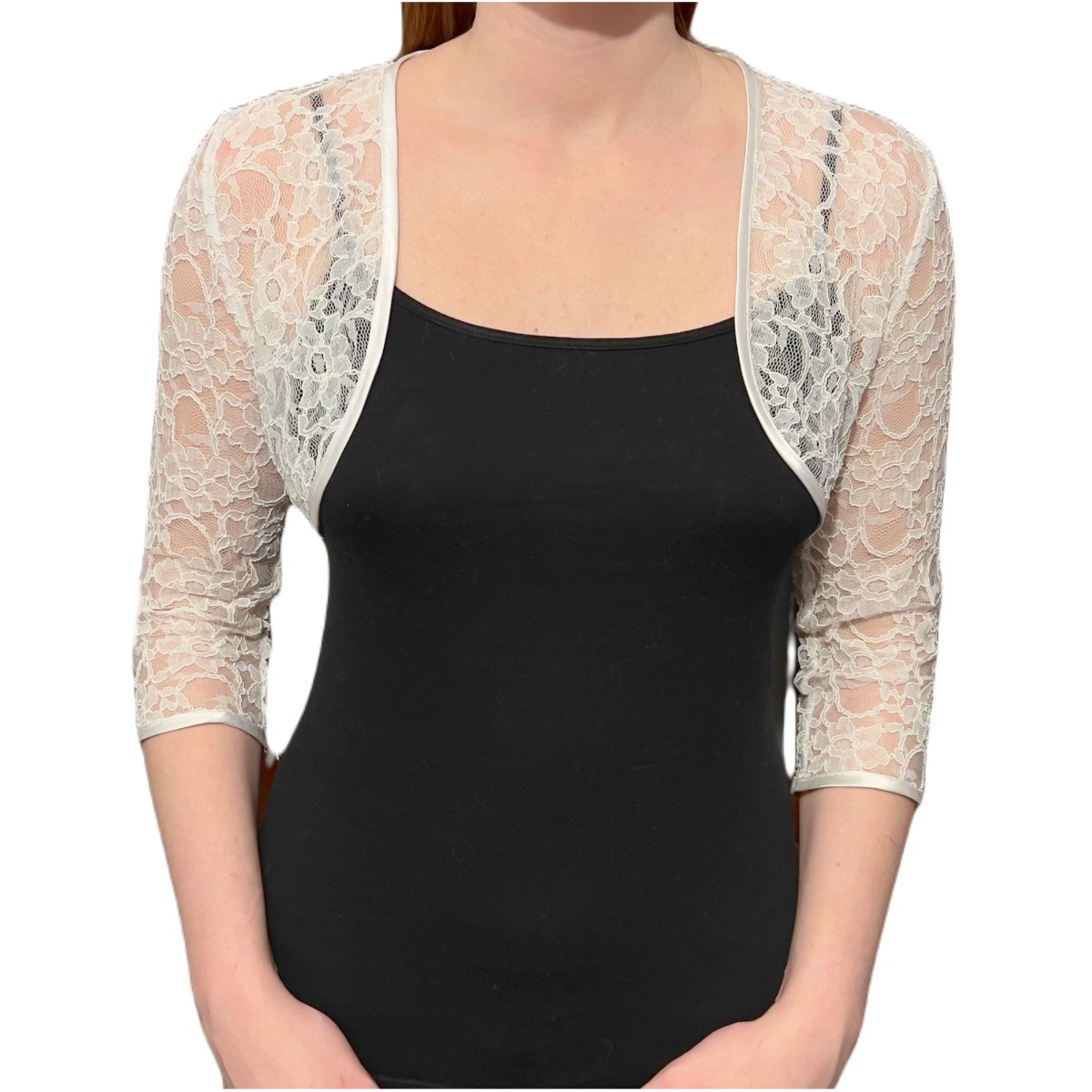 Bolerko koronkowe z rękawem 3/4 ecru - Sara 46