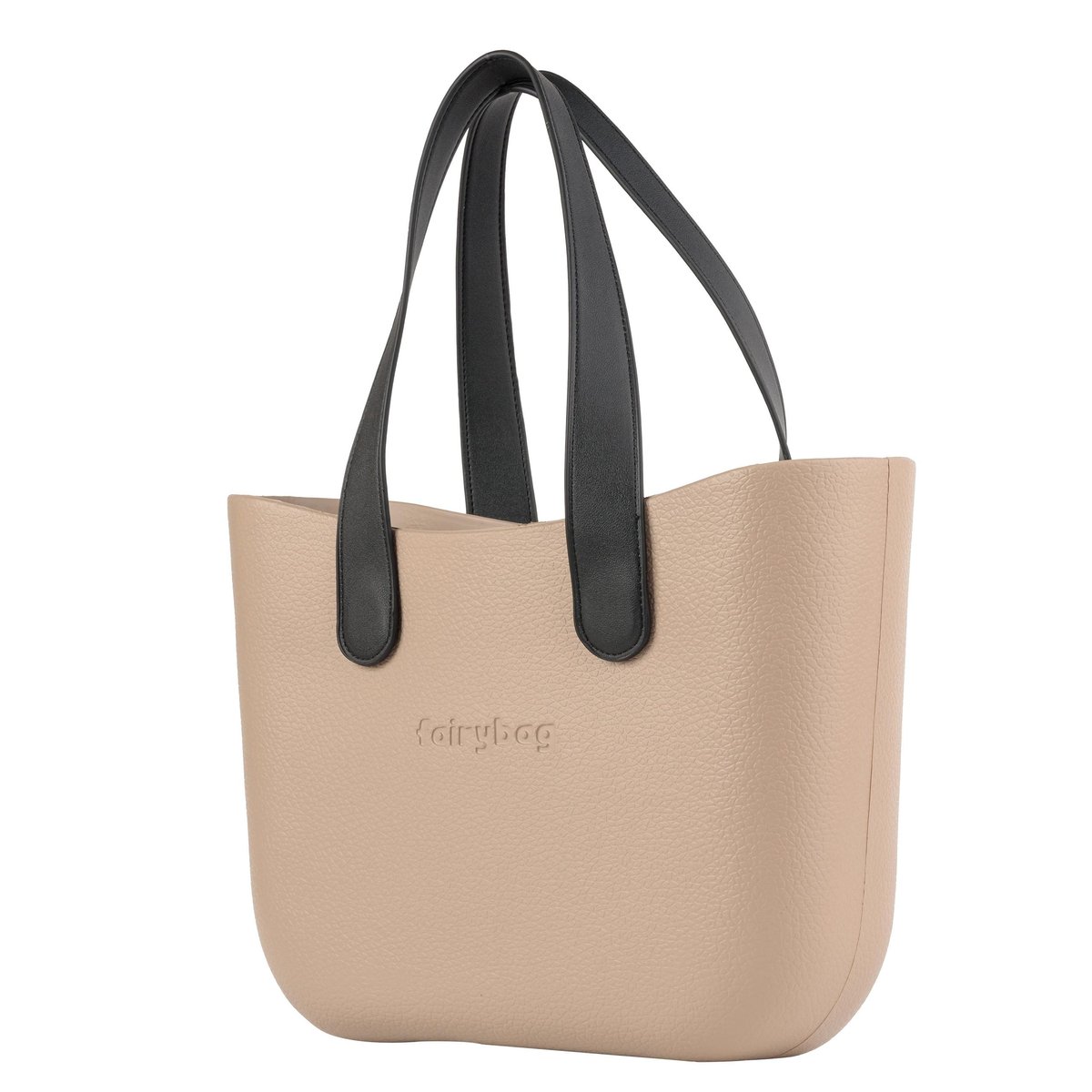 Beżowa torebka Jelly Bag B-1206-1 z pianki EVA, organizer z zamkiem, uchwyty skórzane i bawełniane, pojemna torba damska miejska, shopperka 30x40x10..