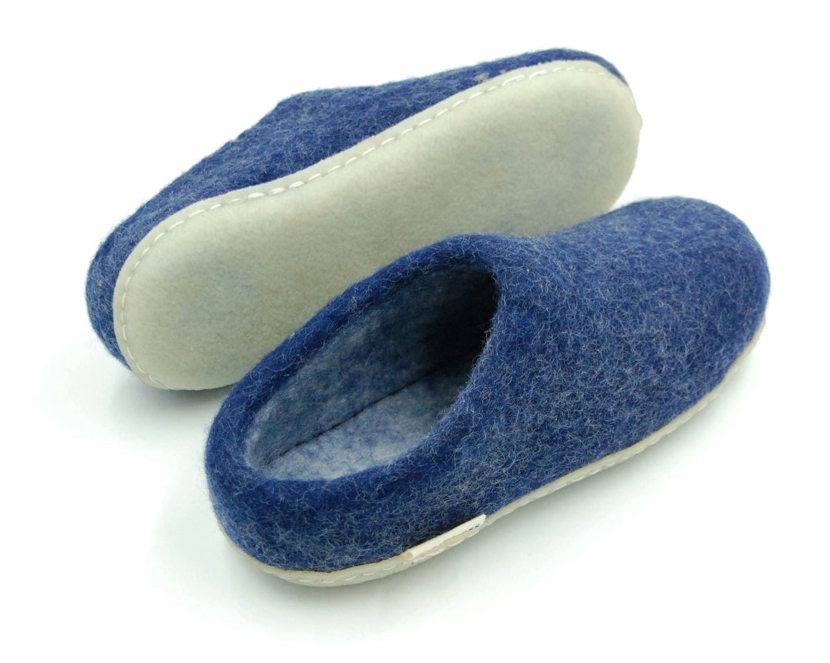 Feltiness, Granatowe, kapcie wełniane z podeszwą 37-38 (24cm)
