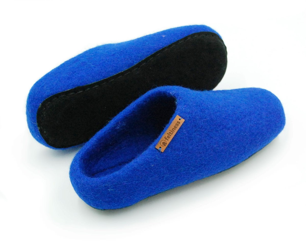 Feltiness, Niebieskie, kapcie wełniane z podeszwą 35-36 (23cm)