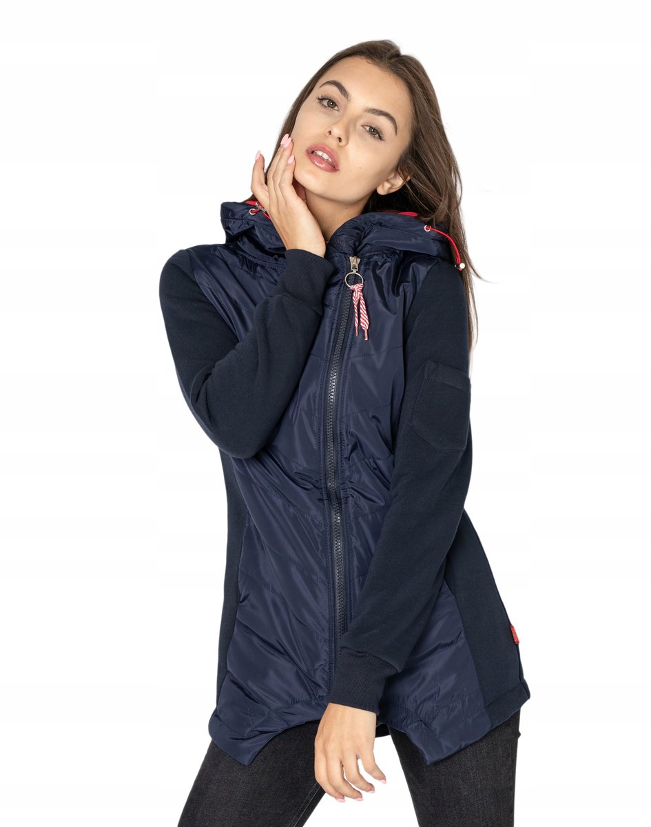 Kurtka Długa Bluza Damska Kaptur Polar 530-03 r L