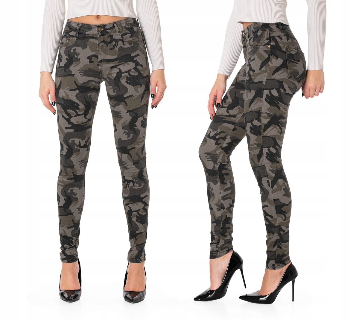 Spodnie Damskie Rurki Moro Army Jeansy 48261 W25