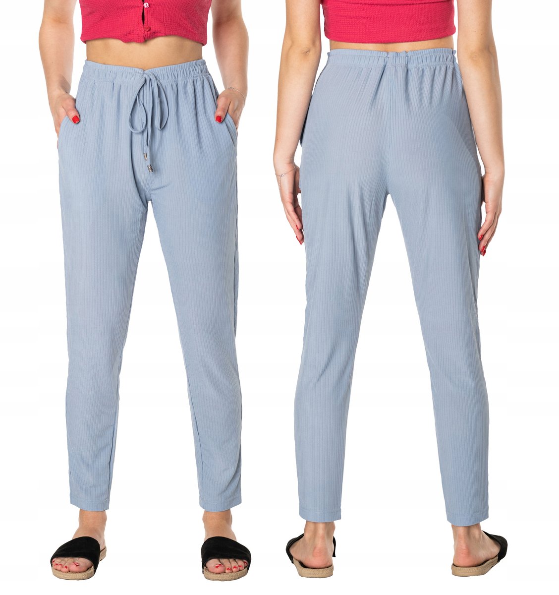 Cienkie Spodnie Damskie Bawełniane Lato 46129-5 XL